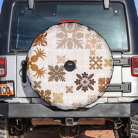 Vintage Hawaii Spare Tire Cover Hawaiian Quilt Kapa Mismatch Beige - Wonder Print Shop