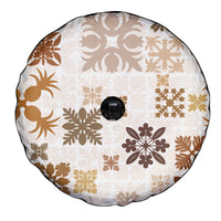 Vintage Hawaii Spare Tire Cover Hawaiian Quilt Kapa Mismatch Beige - Wonder Print Shop