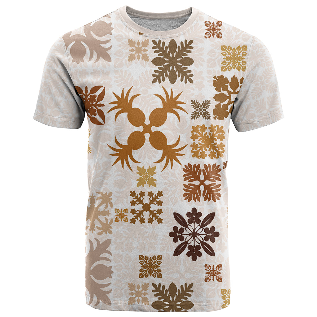 Vintage Hawaii T Shirt Hawaiian Quilt Kapa Mismatch Beige - Wonder Print Shop