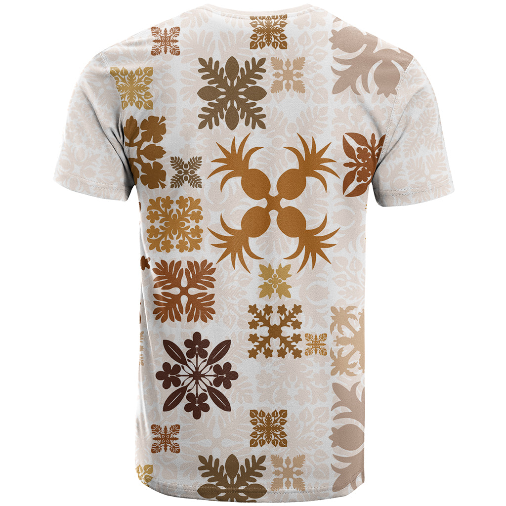 Vintage Hawaii T Shirt Hawaiian Quilt Kapa Mismatch Beige - Wonder Print Shop