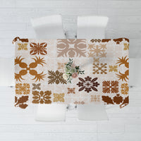 Vintage Hawaii Tablecloth Hawaiian Quilt Kapa Mismatch Beige - Wonder Print Shop