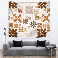 Vintage Hawaii Tapestry Hawaiian Quilt Kapa Mismatch Beige - Wonder Print Shop