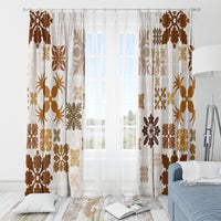 Vintage Hawaii Window Curtain Hawaiian Quilt Kapa Mismatch Beige - Wonder Print Shop