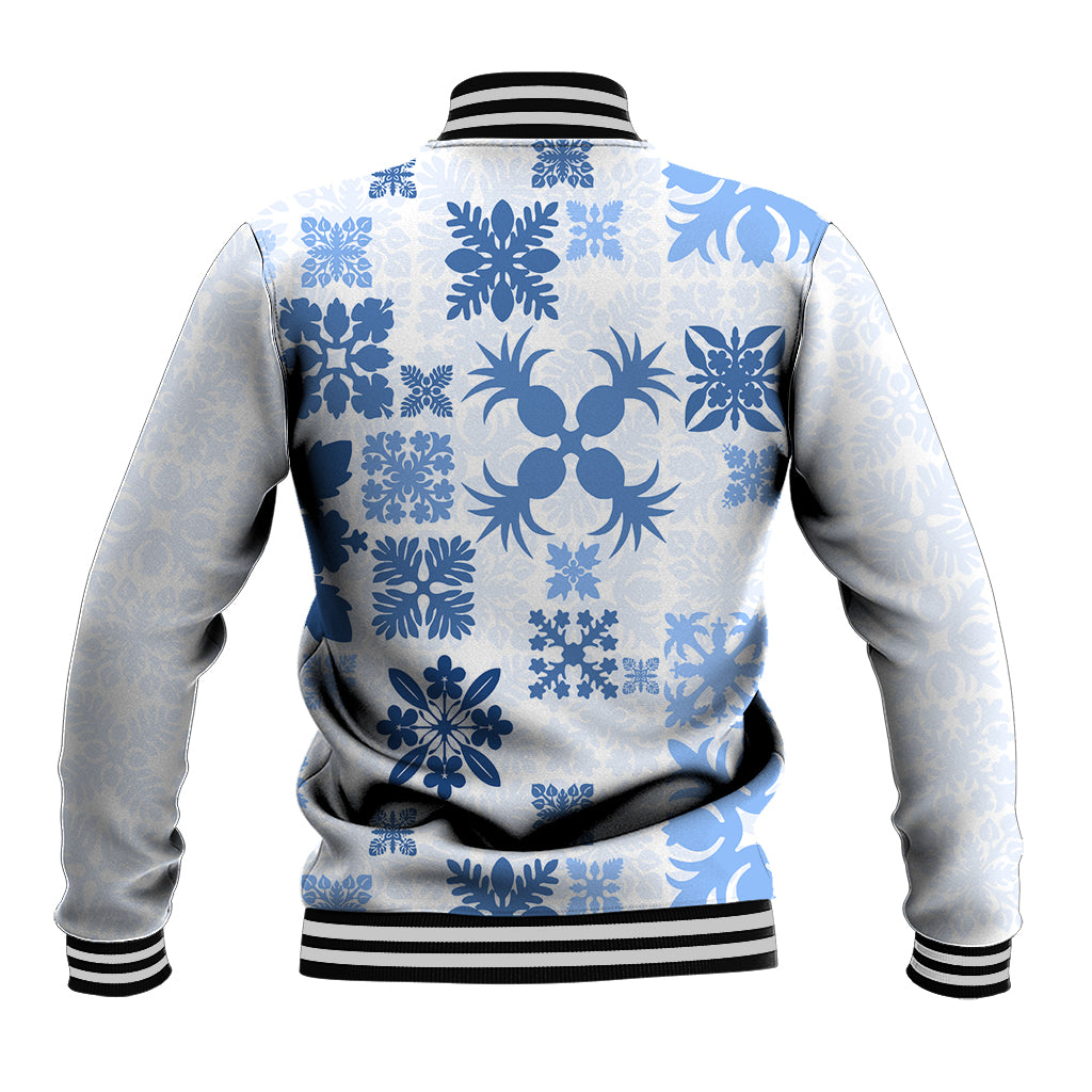 Vintage Hawaii Baseball Jacket Hawaiian Quilt Kapa Mismatch Blue LT7 - Wonder Print Shop