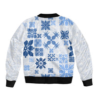 Vintage Hawaii Bomber Jacket Hawaiian Quilt Kapa Mismatch Blue LT7 - Wonder Print Shop