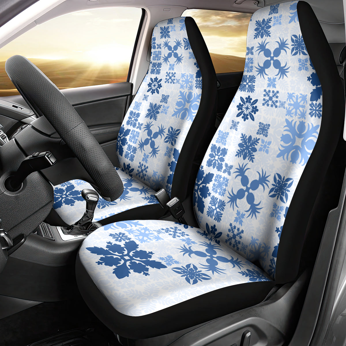 Vintage Hawaii Car Seat Cover Hawaiian Quilt Kapa Mismatch Blue LT7 - Wonder Print Shop