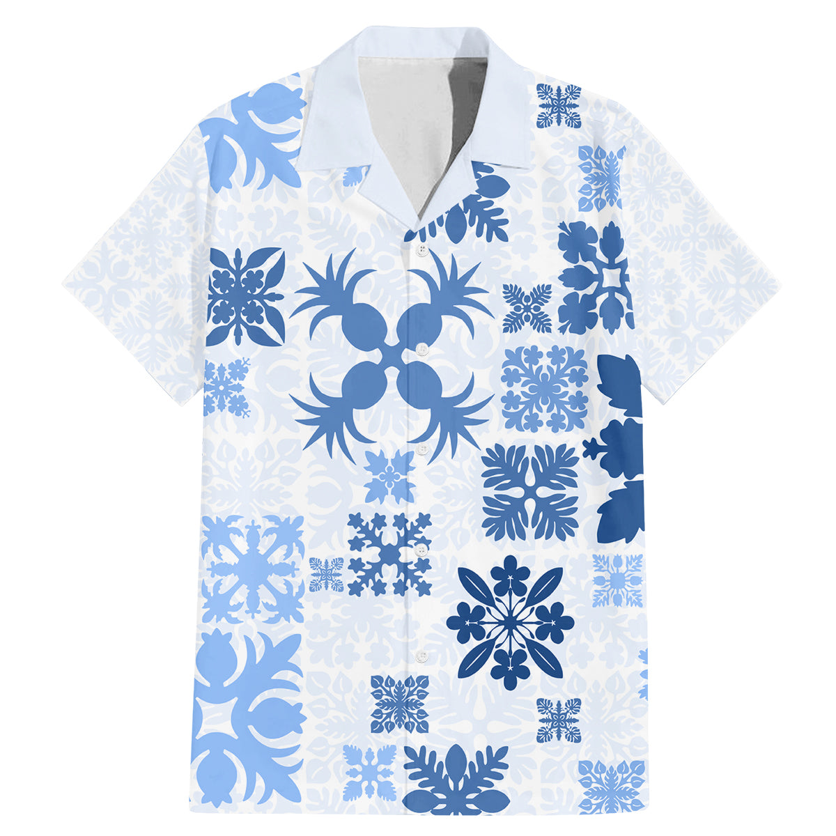 Vintage Hawaii Family Matching Mermaid Dress and Hawaiian Shirt Hawaiian Quilt Kapa Mismatch Blue LT7 - Wonder Print Shop