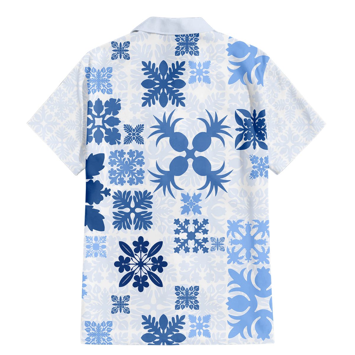 Vintage Hawaii Family Matching Mermaid Dress and Hawaiian Shirt Hawaiian Quilt Kapa Mismatch Blue LT7 - Wonder Print Shop