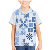 Vintage Hawaii Family Matching Mermaid Dress and Hawaiian Shirt Hawaiian Quilt Kapa Mismatch Blue LT7 - Wonder Print Shop