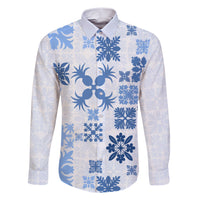 Vintage Hawaii Family Matching Short Sleeve Bodycon Dress and Hawaiian Shirt Hawaiian Quilt Kapa Mismatch Blue - Wonder Print Shop