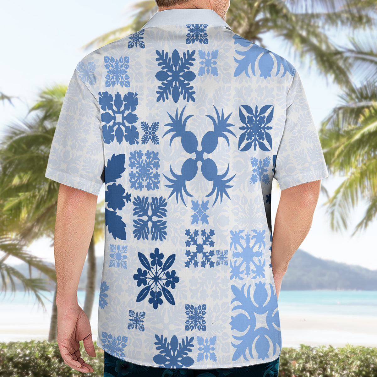 Vintage Hawaii Hawaiian Shirt Hawaiian Quilt Kapa Mismatch Blue - Wonder Print Shop