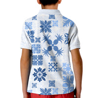 Vintage Hawaii Kid Polo Shirt Hawaiian Quilt Kapa Mismatch Blue - Wonder Print Shop