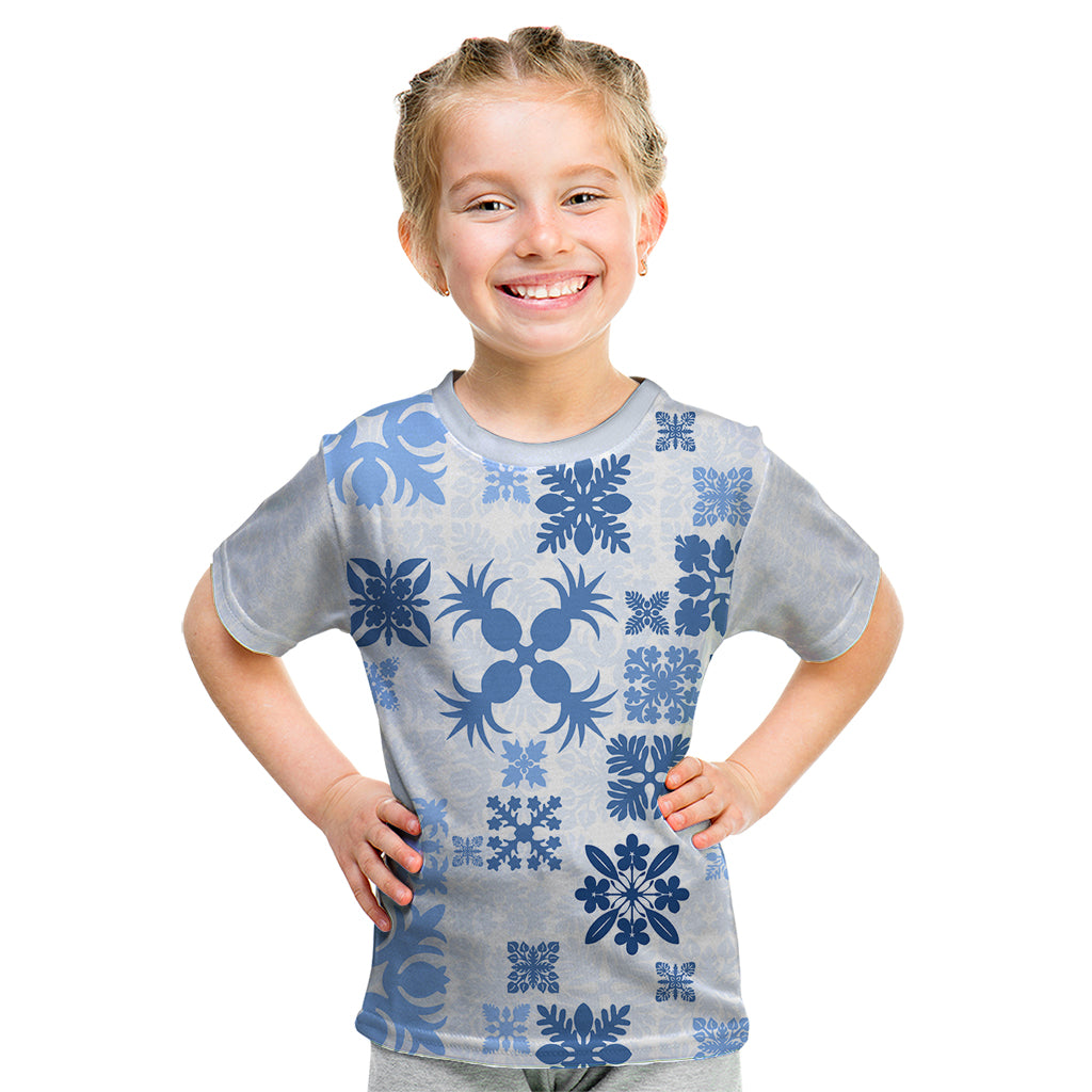 Vintage Hawaii Kid T Shirt Hawaiian Quilt Kapa Mismatch Blue - Wonder Print Shop