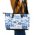 Vintage Hawaii Leather Tote Bag Hawaiian Quilt Kapa Mismatch Blue - Wonder Print Shop