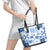 Vintage Hawaii Leather Tote Bag Hawaiian Quilt Kapa Mismatch Blue - Wonder Print Shop