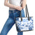 Vintage Hawaii Leather Tote Bag Hawaiian Quilt Kapa Mismatch Blue - Wonder Print Shop