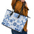 Vintage Hawaii Leather Tote Bag Hawaiian Quilt Kapa Mismatch Blue - Wonder Print Shop