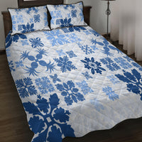 Vintage Hawaii Quilt Bed Set Hawaiian Quilt Kapa Mismatch Blue - Wonder Print Shop