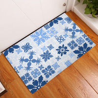 Vintage Hawaii Rubber Doormat Hawaiian Quilt Kapa Mismatch Blue - Wonder Print Shop