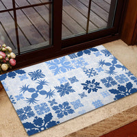 Vintage Hawaii Rubber Doormat Hawaiian Quilt Kapa Mismatch Blue - Wonder Print Shop