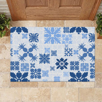 Vintage Hawaii Rubber Doormat Hawaiian Quilt Kapa Mismatch Blue - Wonder Print Shop