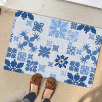 Vintage Hawaii Rubber Doormat Hawaiian Quilt Kapa Mismatch Blue - Wonder Print Shop