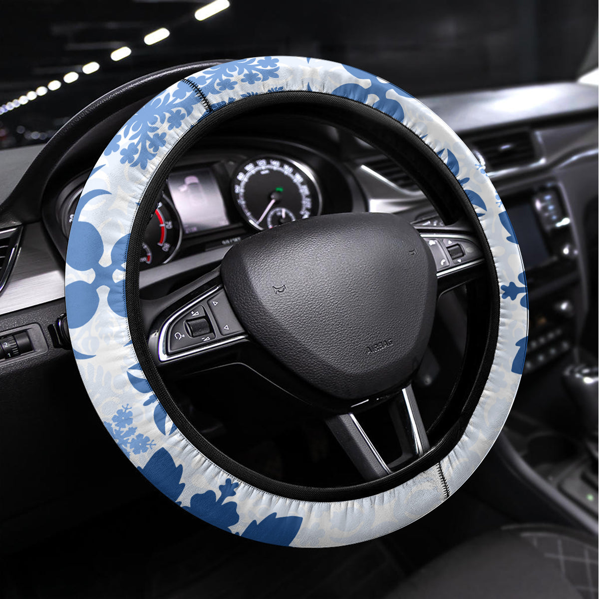 Vintage Hawaii Steering Wheel Cover Hawaiian Quilt Kapa Mismatch Blue - Wonder Print Shop