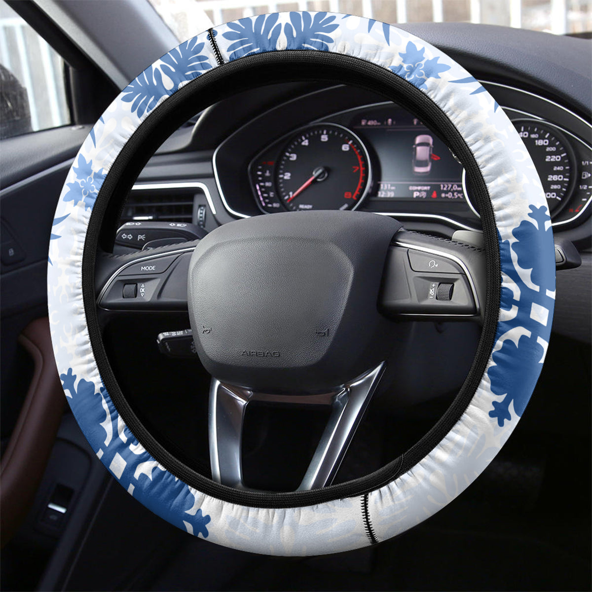 Vintage Hawaii Steering Wheel Cover Hawaiian Quilt Kapa Mismatch Blue - Wonder Print Shop
