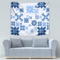 Vintage Hawaii Tapestry Hawaiian Quilt Kapa Mismatch Blue - Wonder Print Shop