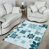 Vintage Hawaii Area Rug Hawaiian Quilt Kapa Mismatch Teal LT7 - Wonder Print Shop
