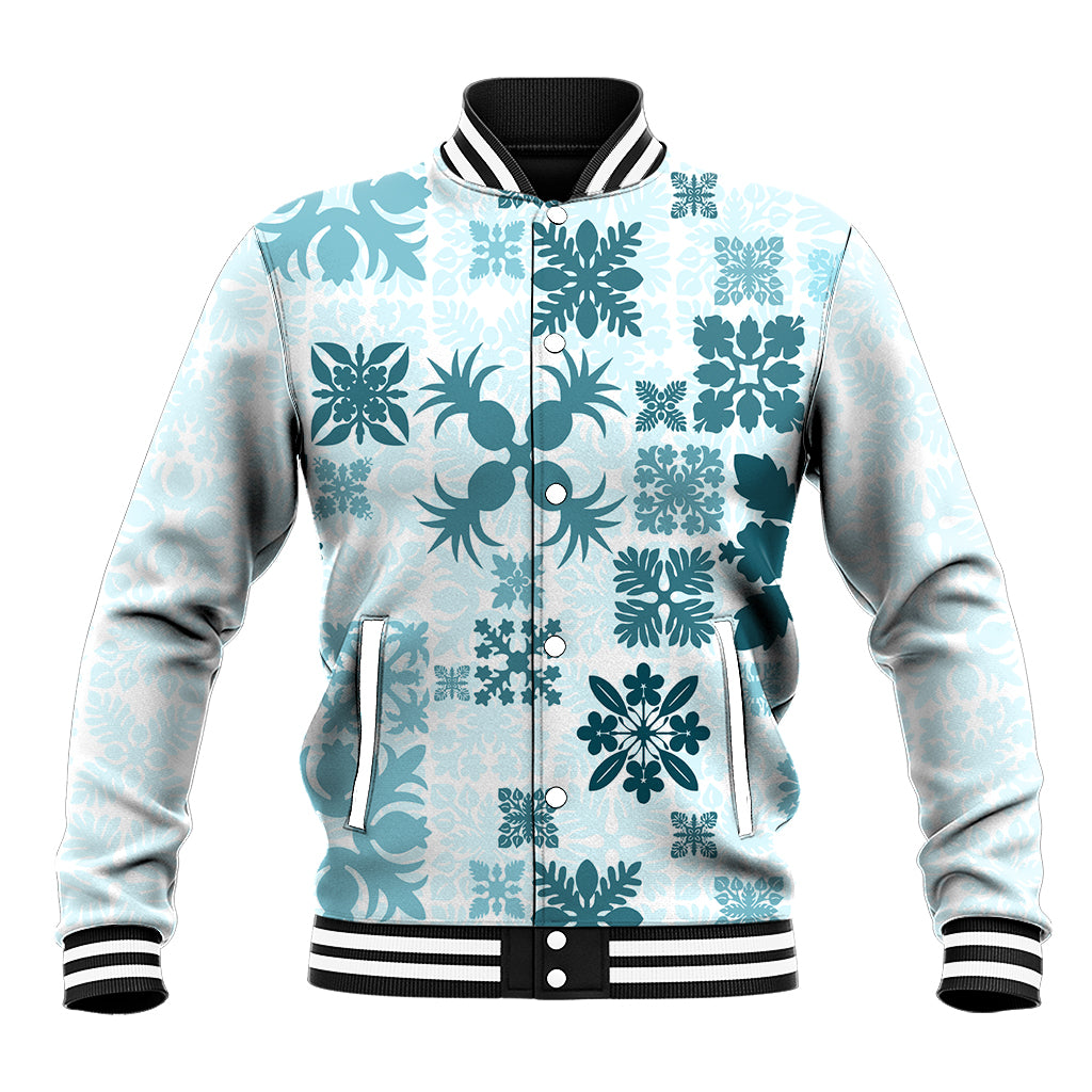 Vintage Hawaii Baseball Jacket Hawaiian Quilt Kapa Mismatch Teal LT7 - Wonder Print Shop
