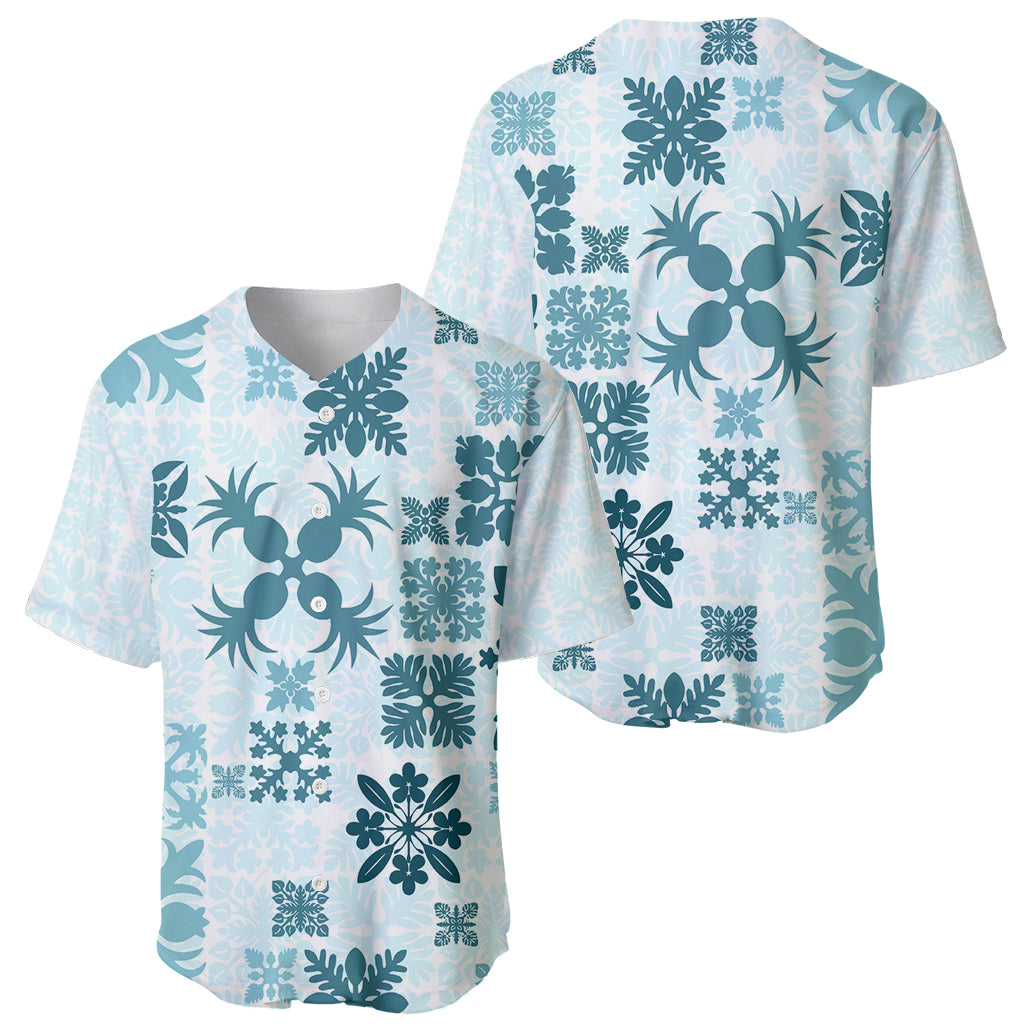Vintage Hawaii Baseball Jersey Hawaiian Quilt Kapa Mismatch Teal LT7 - Wonder Print Shop