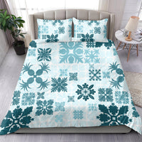 Vintage Hawaii Bedding Set Hawaiian Quilt Kapa Mismatch Teal LT7 - Wonder Print Shop