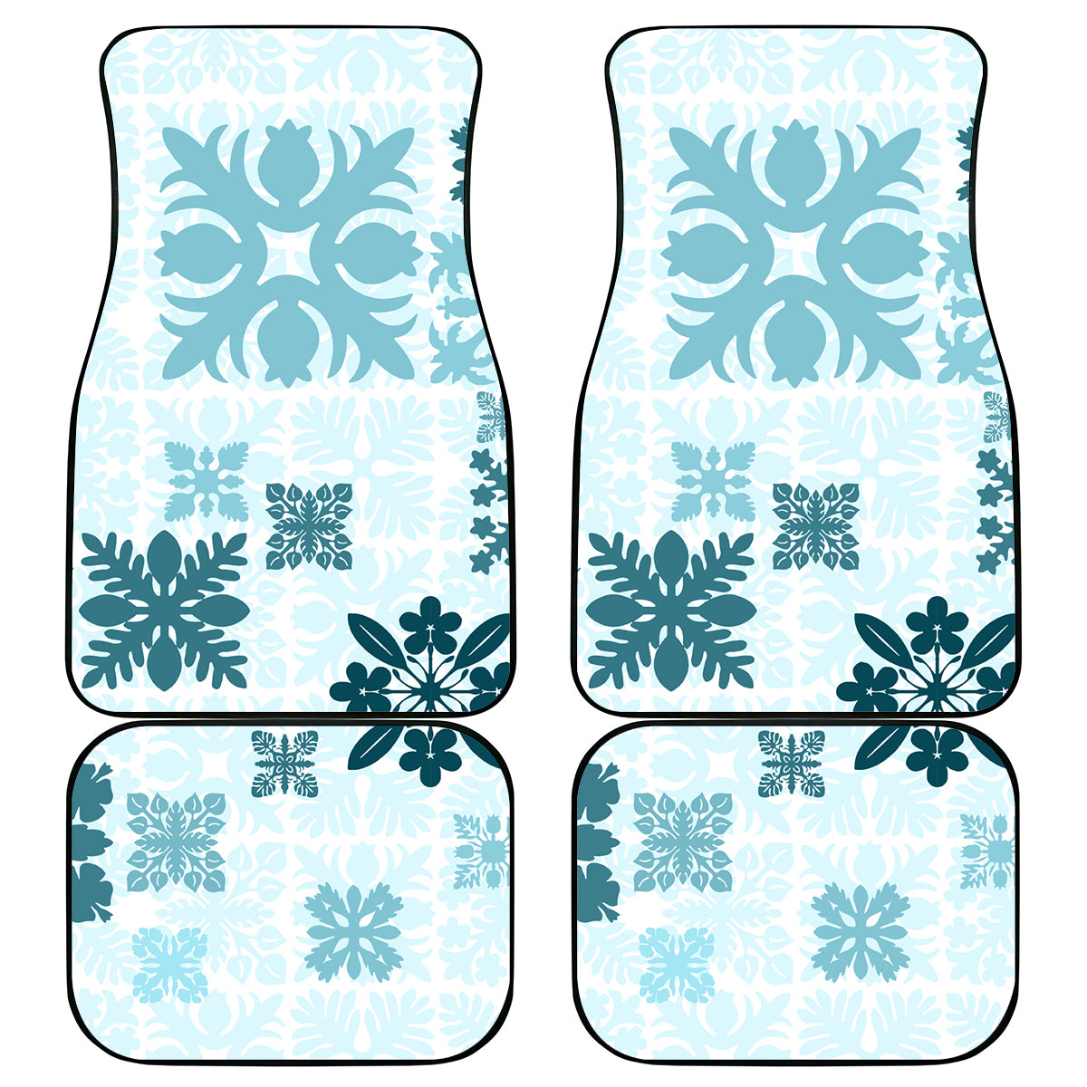 Vintage Hawaii Car Mats Hawaiian Quilt Kapa Mismatch Teal LT7 - Wonder Print Shop