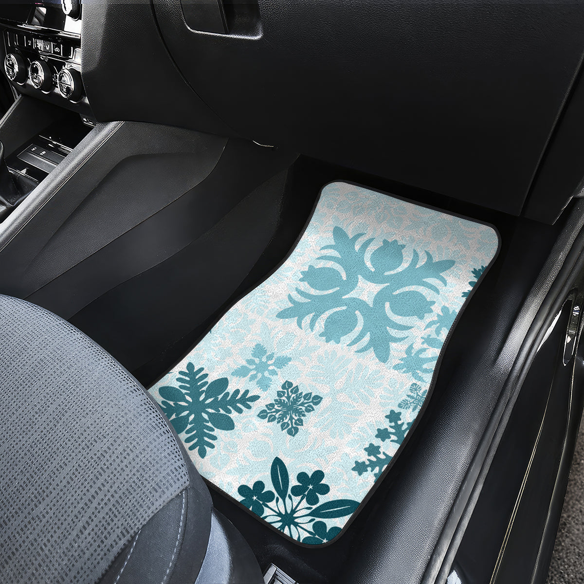 Vintage Hawaii Car Mats Hawaiian Quilt Kapa Mismatch Teal LT7 - Wonder Print Shop