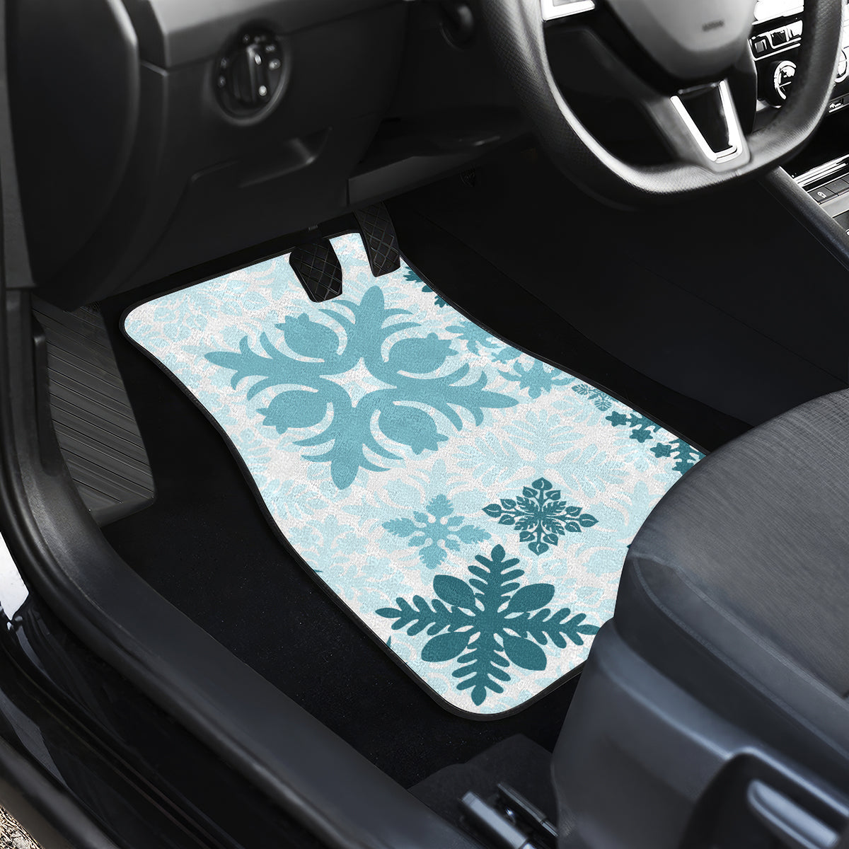 Vintage Hawaii Car Mats Hawaiian Quilt Kapa Mismatch Teal LT7 - Wonder Print Shop