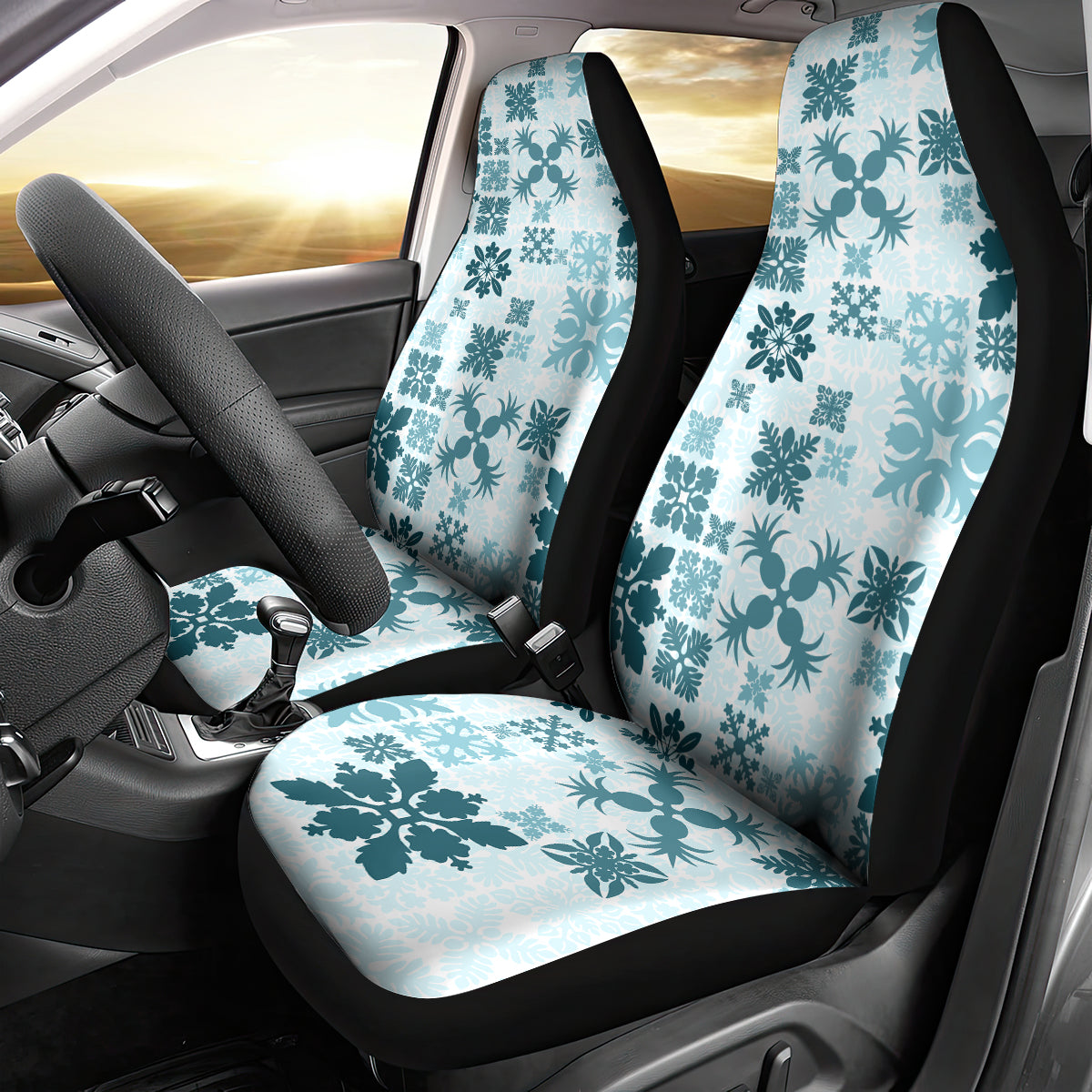 Vintage Hawaii Car Seat Cover Hawaiian Quilt Kapa Mismatch Teal LT7 - Wonder Print Shop