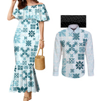 vintage-hawaii-couples-matching-mermaid-dress-and-long-sleeve-button-shirts-hawaiian-quilt-kapa-mismatch-teal