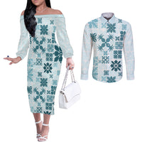vintage-hawaii-couples-matching-off-the-shoulder-long-sleeve-dress-and-long-sleeve-button-shirts-hawaiian-quilt-kapa-mismatch-teal