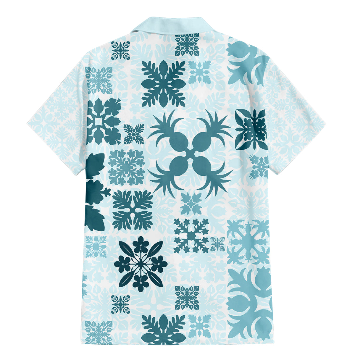 Vintage Hawaii Family Matching Mermaid Dress and Hawaiian Shirt Hawaiian Quilt Kapa Mismatch Teal LT7 - Wonder Print Shop