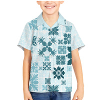 Vintage Hawaii Family Matching Mermaid Dress and Hawaiian Shirt Hawaiian Quilt Kapa Mismatch Teal LT7 - Wonder Print Shop