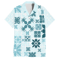 Vintage Hawaii Family Matching Tank Maxi Dress and Hawaiian Shirt Hawaiian Quilt Kapa Mismatch Teal - Wonder Print Shop