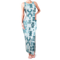 Vintage Hawaii Family Matching Tank Maxi Dress and Hawaiian Shirt Hawaiian Quilt Kapa Mismatch Teal - Wonder Print Shop