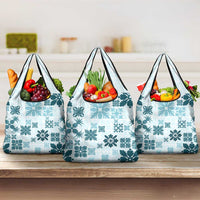 Vintage Hawaii Grocery Bag Hawaiian Quilt Kapa Mismatch Teal