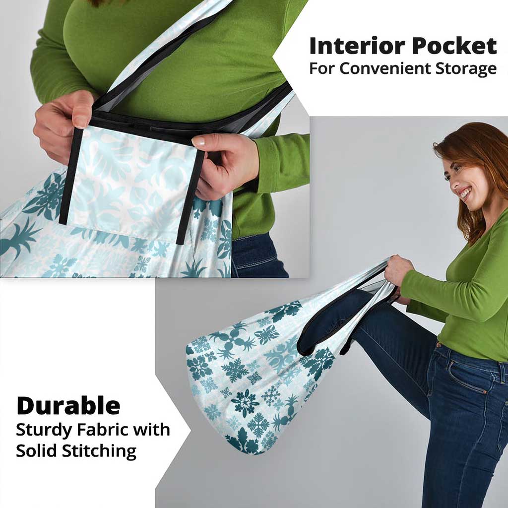 Vintage Hawaii Grocery Bag Hawaiian Quilt Kapa Mismatch Teal