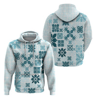 Vintage Hawaii Hoodie Hawaiian Quilt Kapa Mismatch Teal - Wonder Print Shop