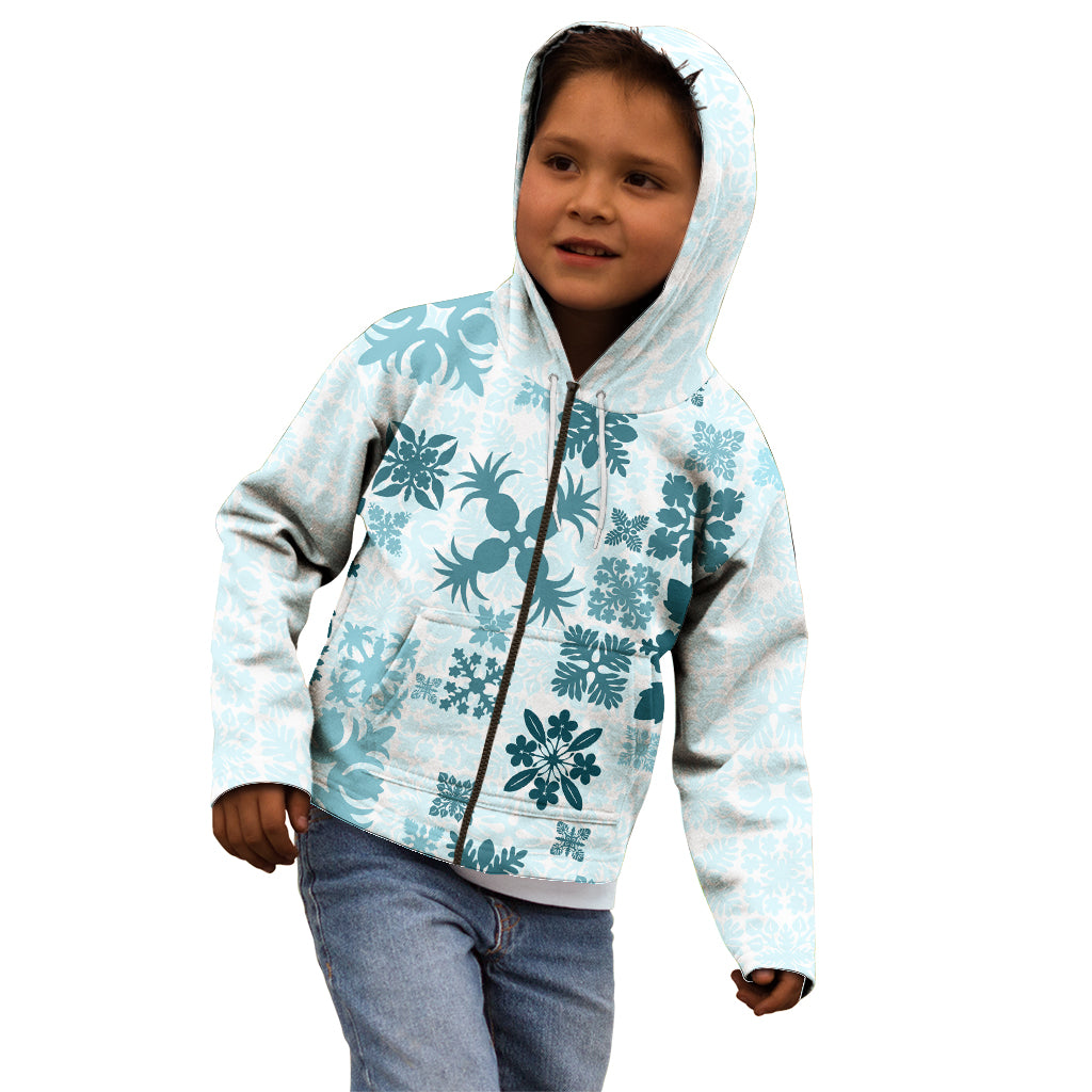Vintage Hawaii Kid Hoodie Hawaiian Quilt Kapa Mismatch Teal - Wonder Print Shop