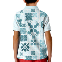 Vintage Hawaii Kid Polo Shirt Hawaiian Quilt Kapa Mismatch Teal - Wonder Print Shop