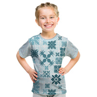 Vintage Hawaii Kid T Shirt Hawaiian Quilt Kapa Mismatch Teal - Wonder Print Shop
