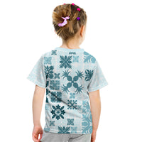 Vintage Hawaii Kid T Shirt Hawaiian Quilt Kapa Mismatch Teal - Wonder Print Shop